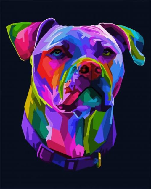 Pitbull Colorful Dog paint by number