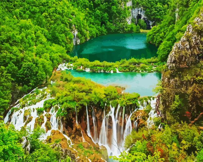 Plitvice Lakes National Park Croatia paint by number