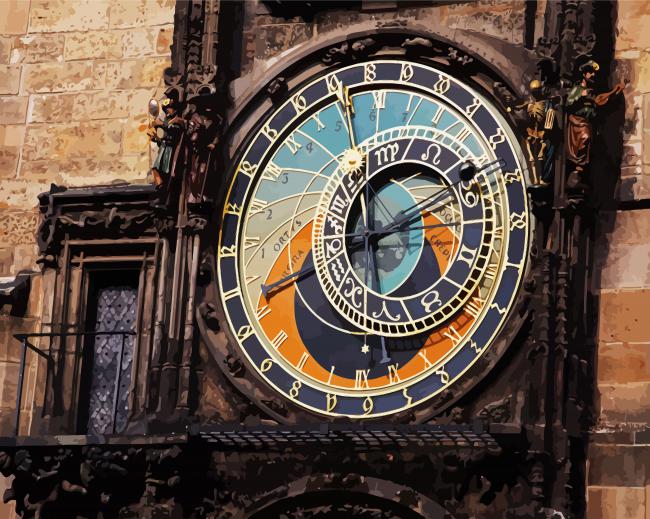 Prague Astronomical Clock Czech paint by number