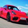 Red Porsche Cayman paint by numbers