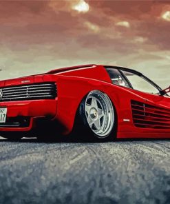 Red Ferrari Testarossa paint by number