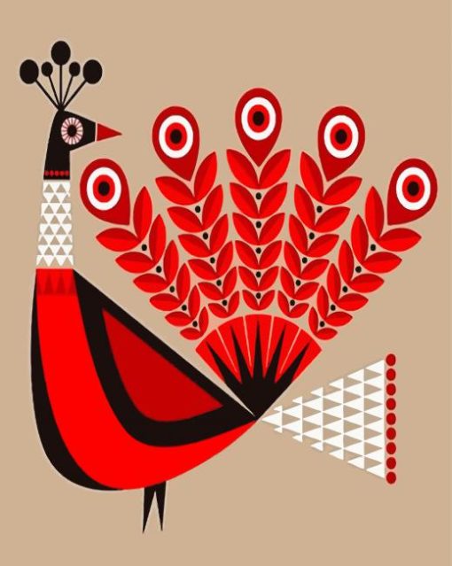 Red Peacock Illustration paint by number
