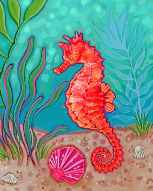 Seahorse Under Sea paint by numbers