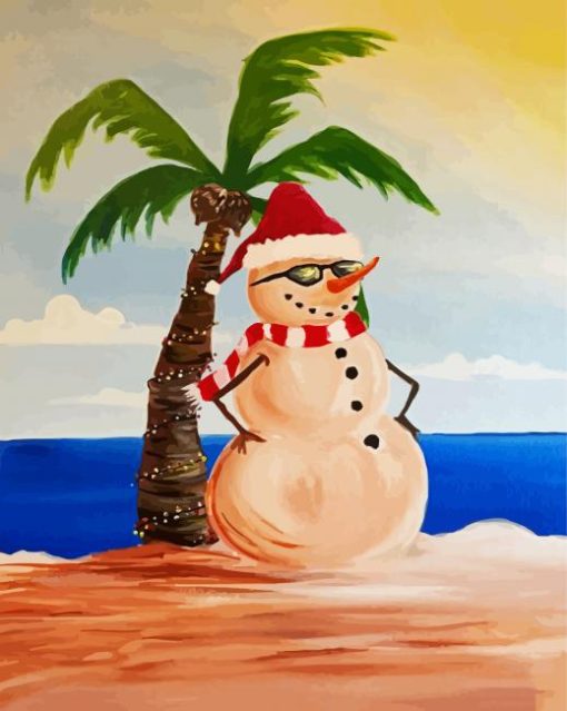 Snowman Enjoying The Summer paint by number