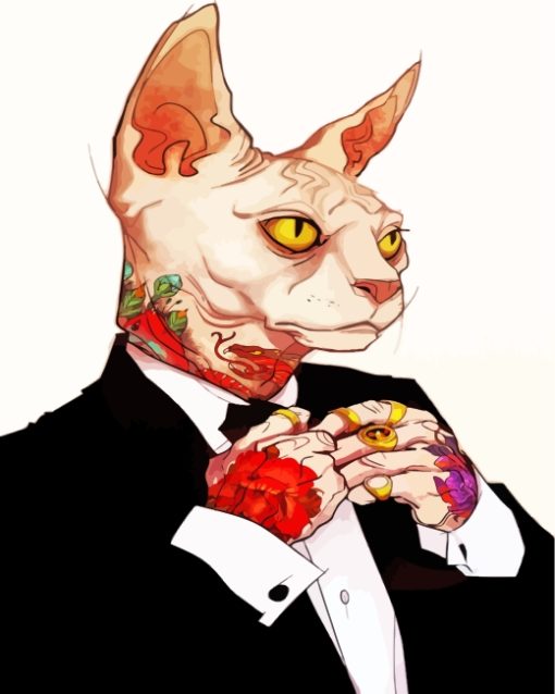 Sphynx Cat In Suit paint by numbers