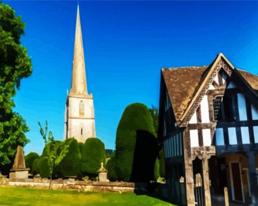St Mary Church Batsford England paint by numbers