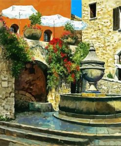St Paul De Vence Fountain paint by numbers