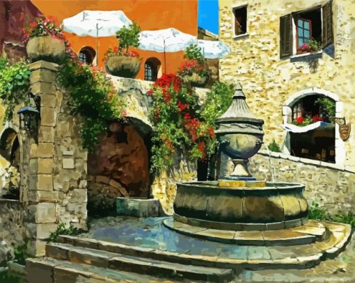 St Paul De Vence Fountain paint by numbers