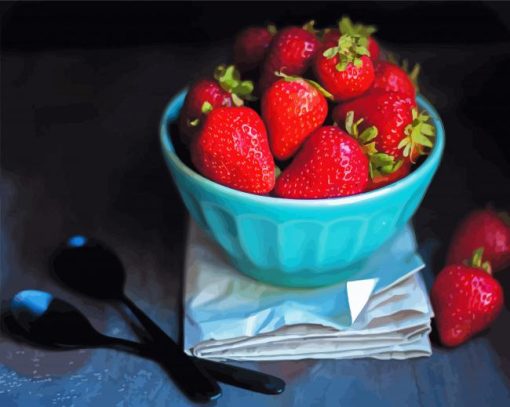 Strawberries Fruit In Bowl paint by numbers