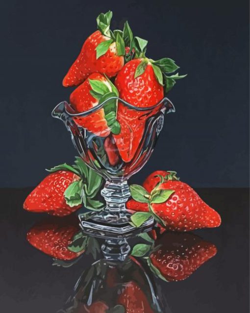 Strawberries Fruit In Glass paint by numbers