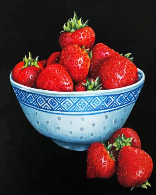 Strawberry Bowl paint by numbers