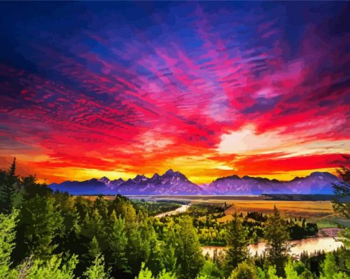 Summer Sunset At Teton paint by number