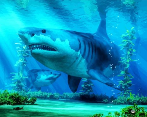 The Megalodon Shark paint by number