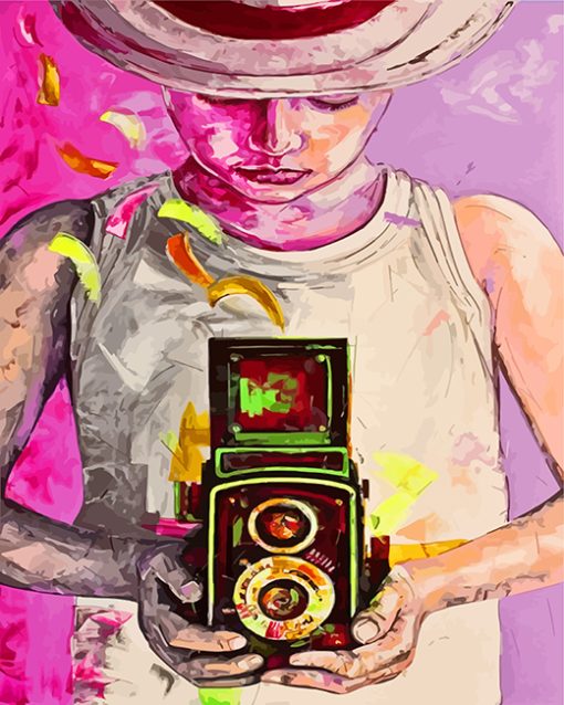 Vintage Boy With Camera paint by numbers