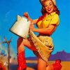 Vintage Western Lady paint by number