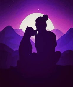 Woman And Dog Silhouette paint by number