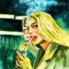 Woman Smoking Cigarette paint by number