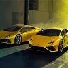 Yellow Lamborghini Huracans paint by number