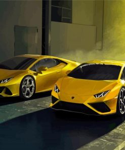 Yellow Lamborghini Huracans paint by number