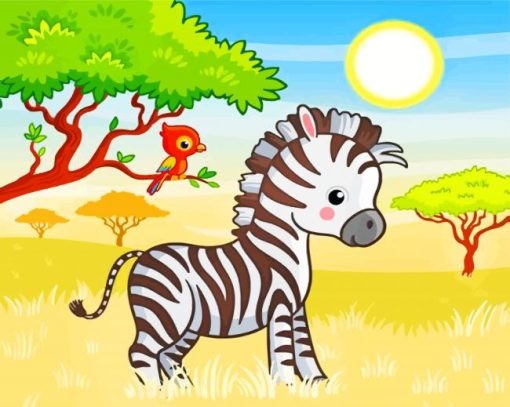 Zebra And Bird paint by number