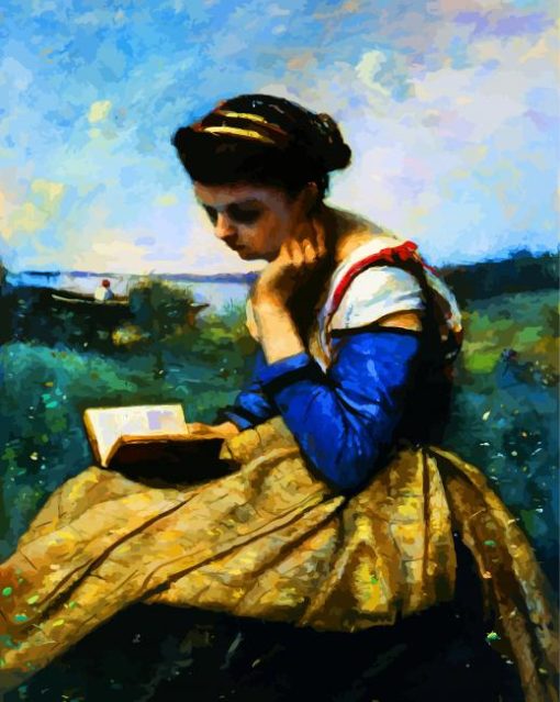 A Woman Reading By Corot paint by number