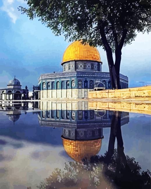 Al Aqsa Mosque Reflection paint by numbers