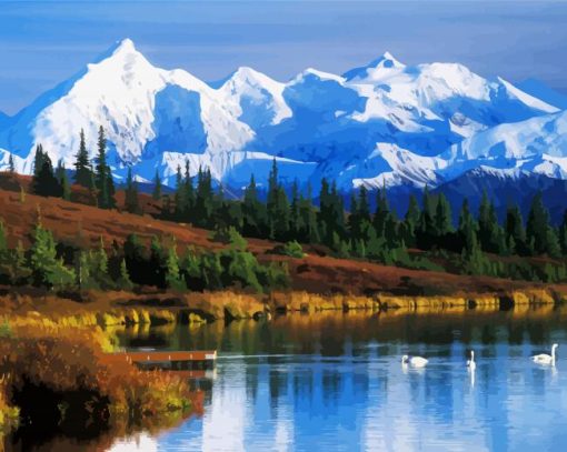Alaska Denali Snowy Mountains paint by number