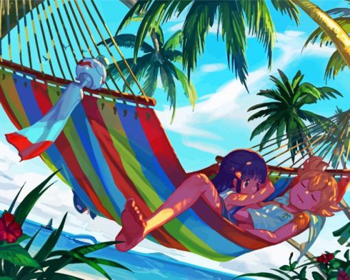 Anime Girls On Hammock paint by number
