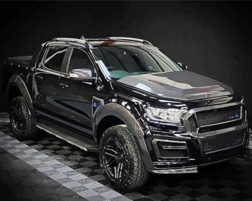 Black Ford Ranger Engine paint by number