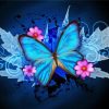 Blue Butterfly And Flowers paint by number