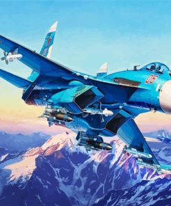 Blue Fighter Plane paint by numbers