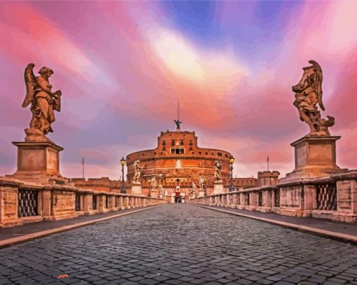 Castel Sant Angelo Vatican Sunset paint by numbers