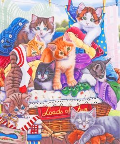 Cats Laundry Time paint by number
