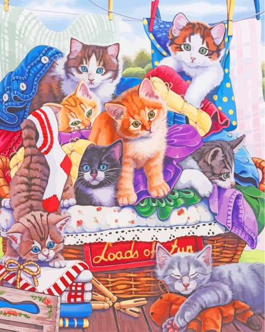 Cats Laundry Time paint by number