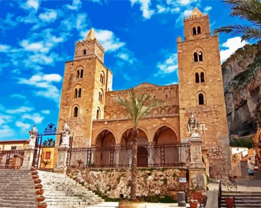 Cefalu Cathedral Sicilia paint by numbers