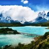 Chile Snowy Mountains Landscape paint by number