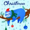 Christmas Blue Sloth paint by number