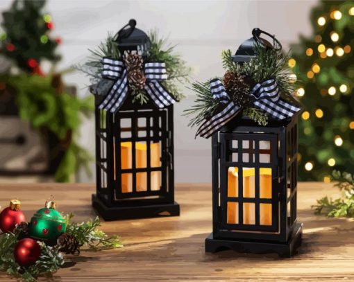 Christmas Light Lanterns paint by number