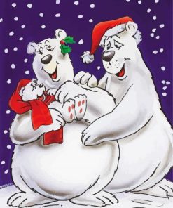 Christmas Polar Bears paint by number