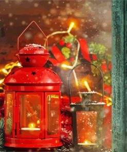 Christmas Time Red Lantern paint by number
