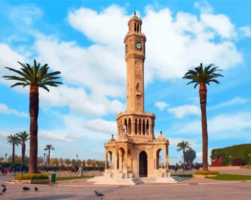 Clock Tower Izmir Turkey paint by number
