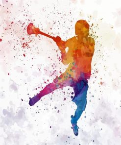 Colors Splash Lacrosse Player paint by numbers