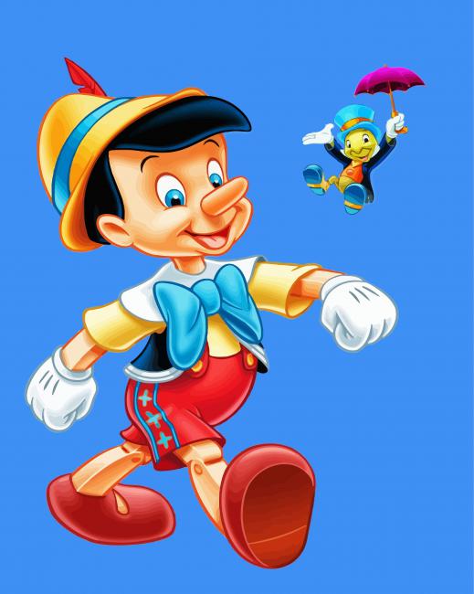 Disney Pinocchio And Jiminy Cricket paint by number