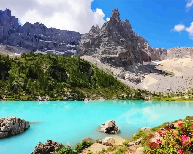 Dolomites Mountains paint by number