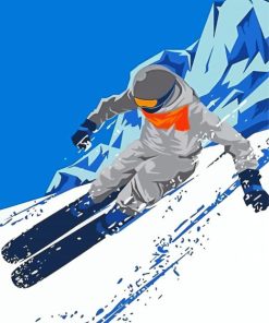 Downhilll Skiing Snow paint by numbers