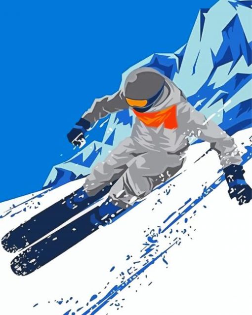 Downhilll Skiing Snow paint by numbers