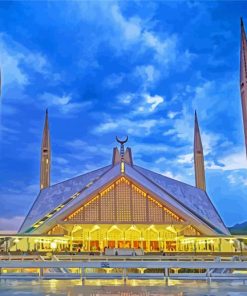 Faisal Masjid Islamabad Pakistan paint by numbers