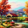 Fall Covered Bridge paint by numbers