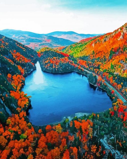 Fall Foliage Adirondack Mountains paint by number
