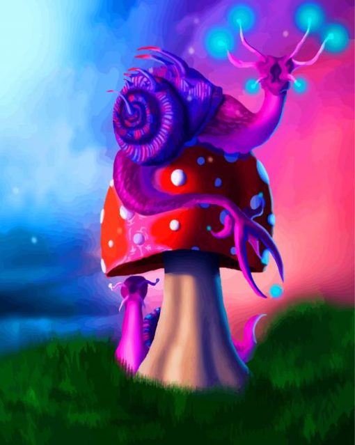 Fantasy Snail On Mushroom paint by numbers